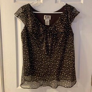 KSL kar in stevens Women's 16W SLEEVELESS TOP BROWN w/ WHITE POLKA DOTS 100%Poly